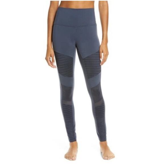 NEW Alo Yoga High Waist Moto Leggings in Midnight Blue - Picture 1 of 5